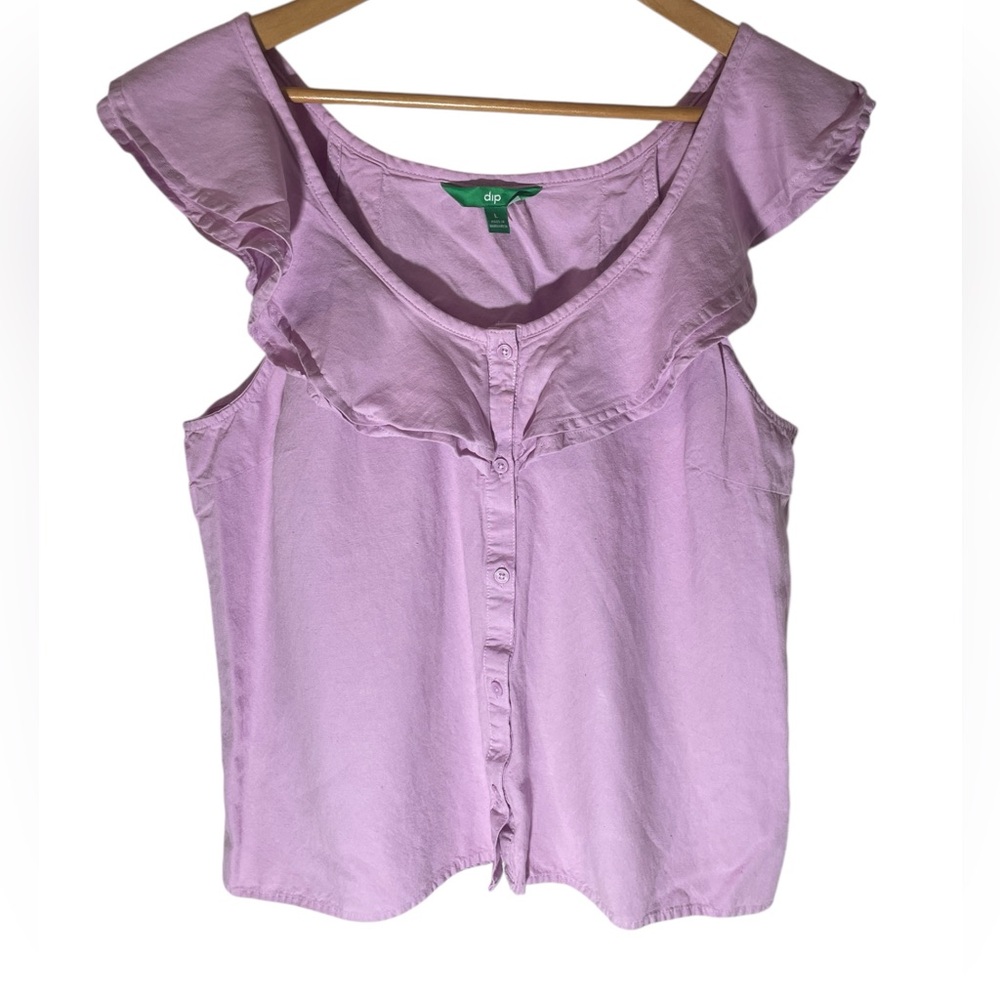 E2- Women’s Large Purple Dip Ruffle Top Blouse